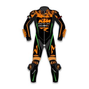 Front view of the Go Max Racing KTM Moto Race Suit handcrafted from premium leather for race-ready performance and rider protection.