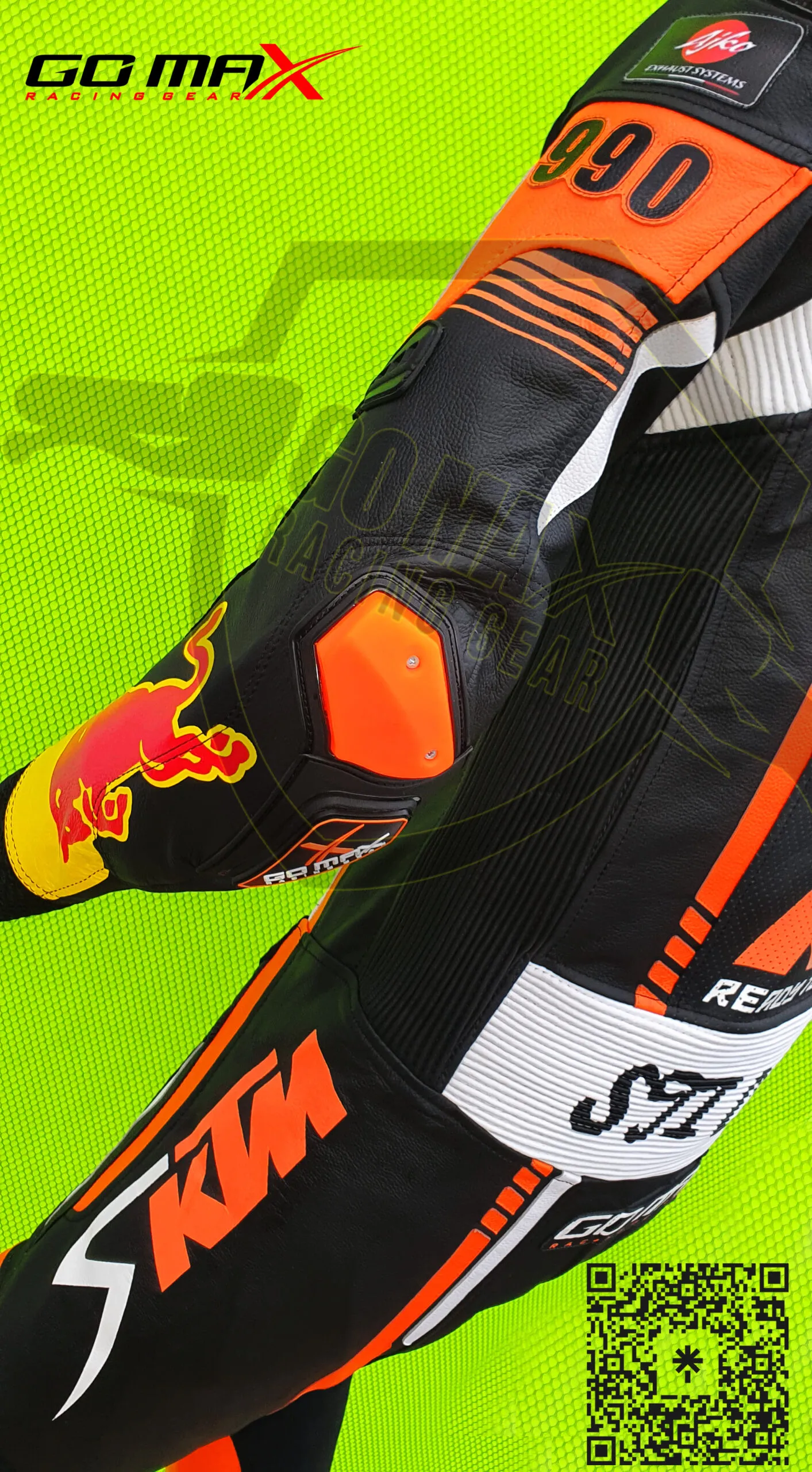 KTM Motorcycle Racing Suit rear graphic design by Go Max Racing