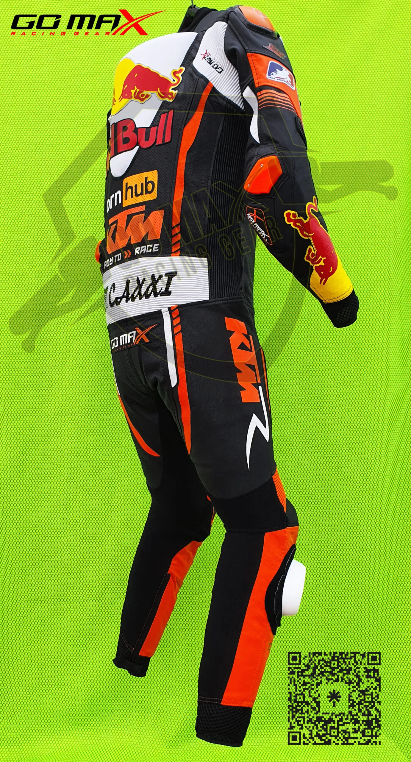 Full rear view of KTM Motorcycle Racing Suit with ergonomic construction