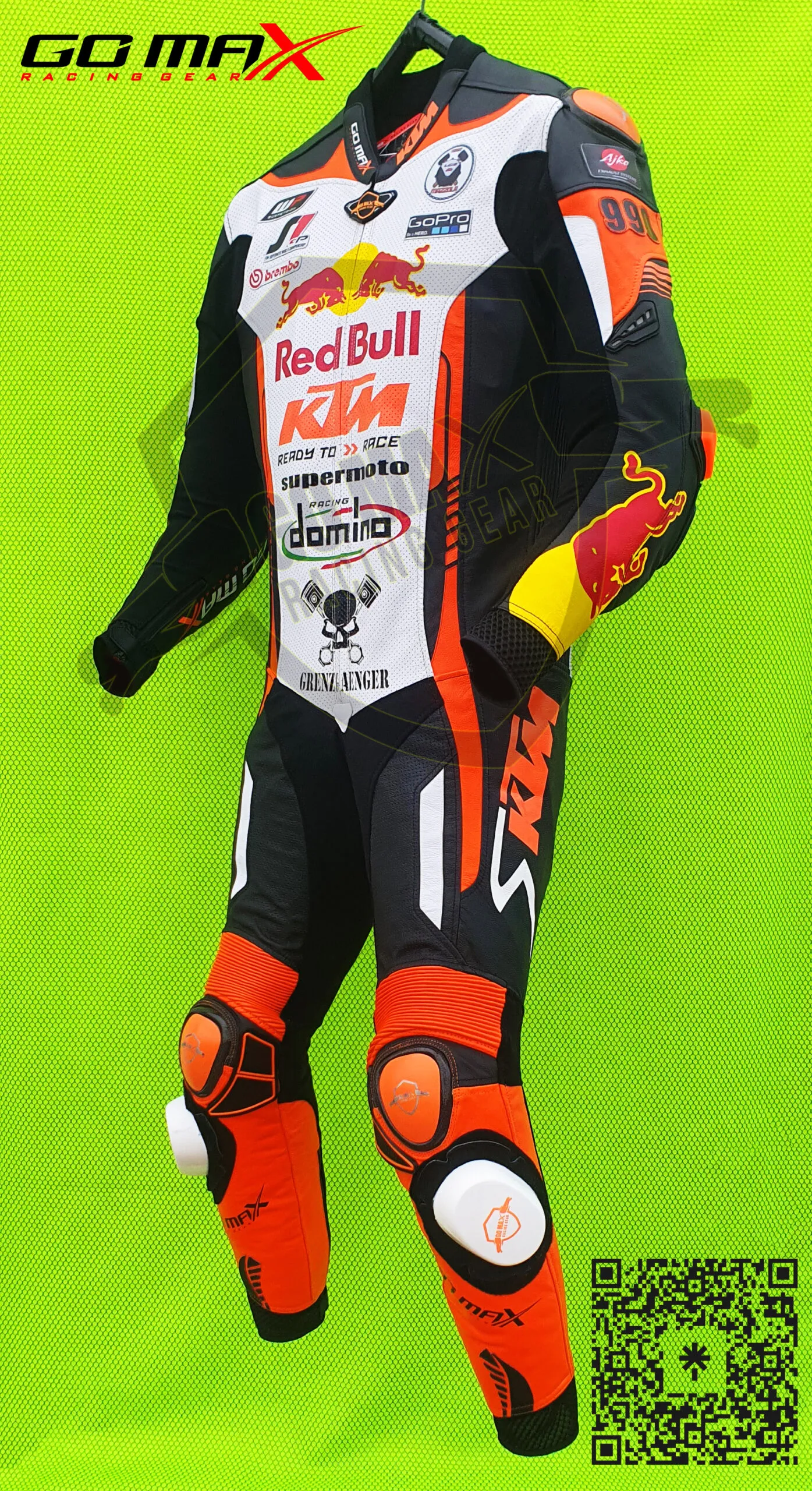 Left side profile of KTM Motorcycle Racing Suit with CE protection