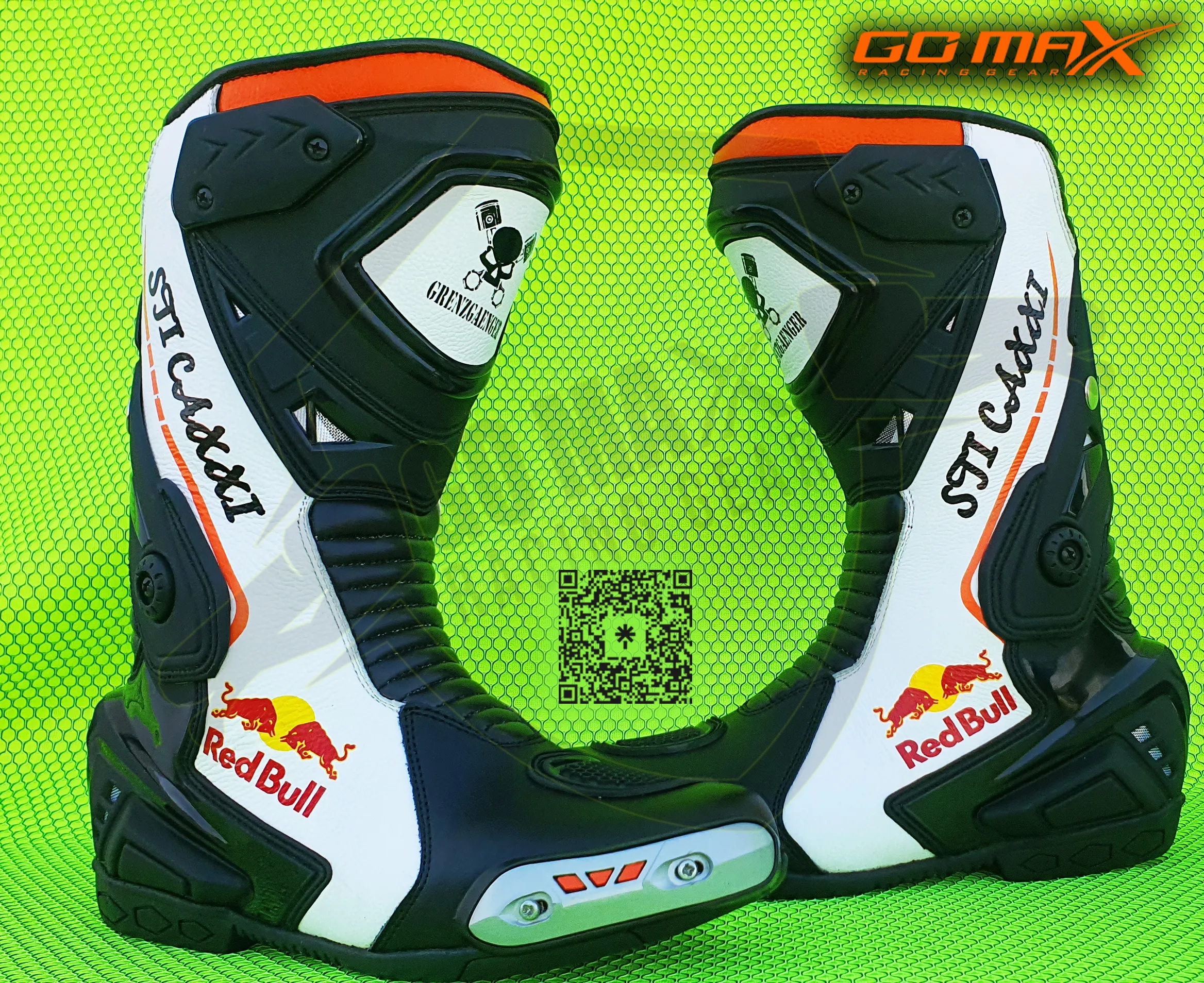 KTM Motorcycle Racing Suit matching racing boots by Go Max Racing