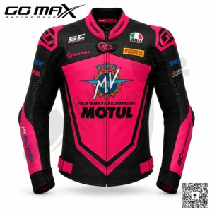 Go Max MV Agusta Reparto Corse women Custom Motorcycle Leather Racing Jacket Motorbike Riding Jacket