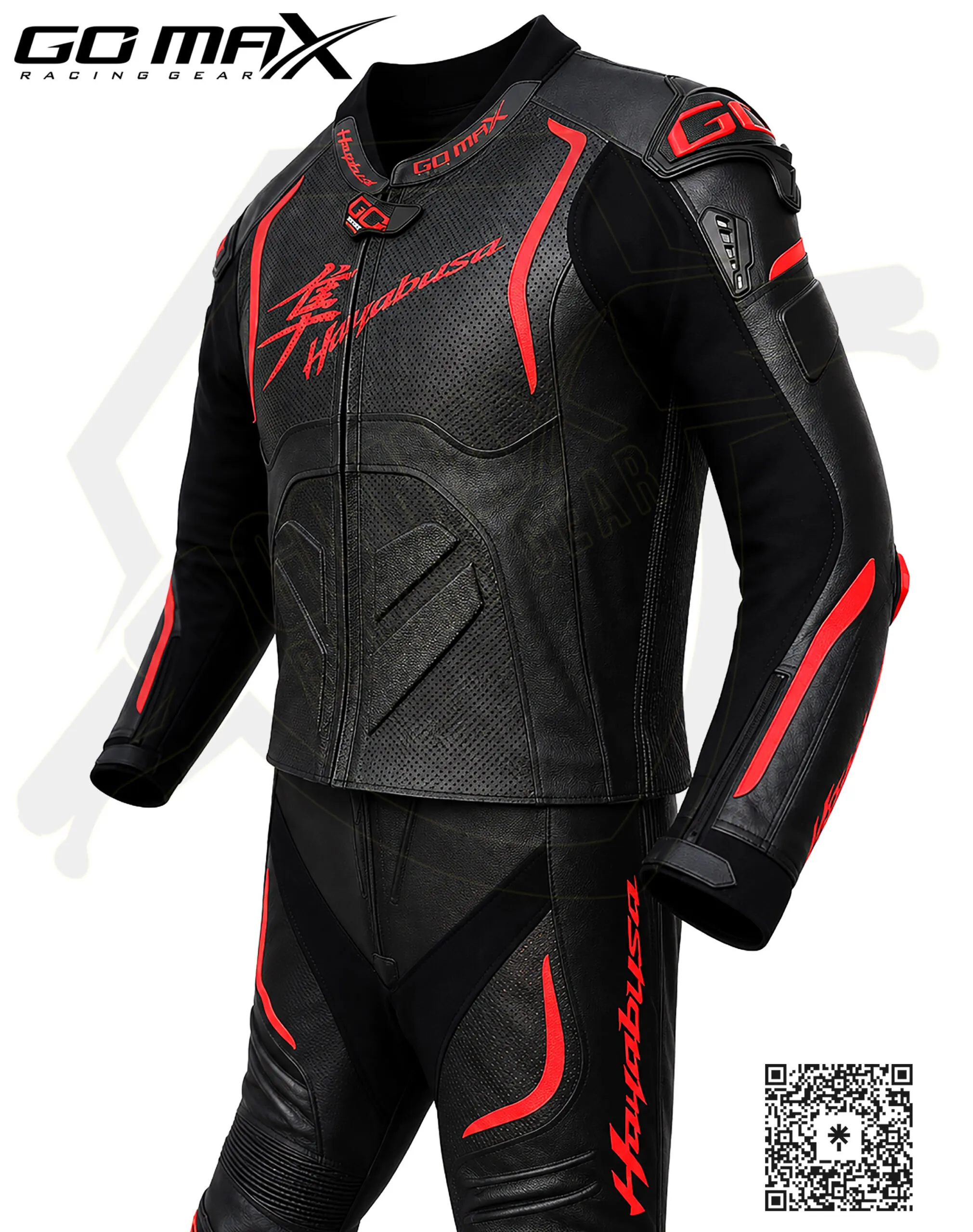 Hayabusa Black Red Suit front detail