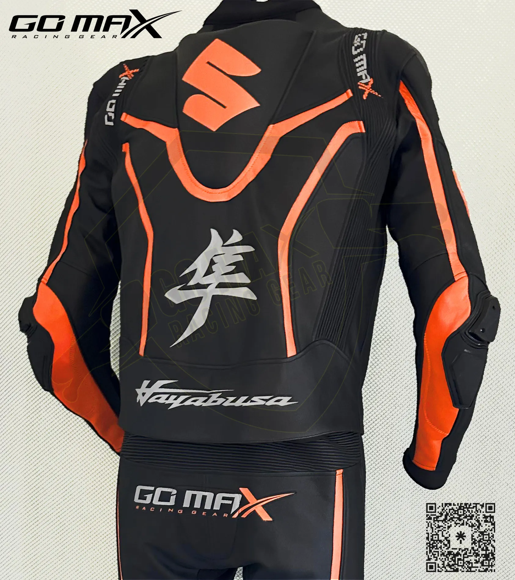 Hayabusa 3rd Gen 2-Piece Suit close-up back graphics