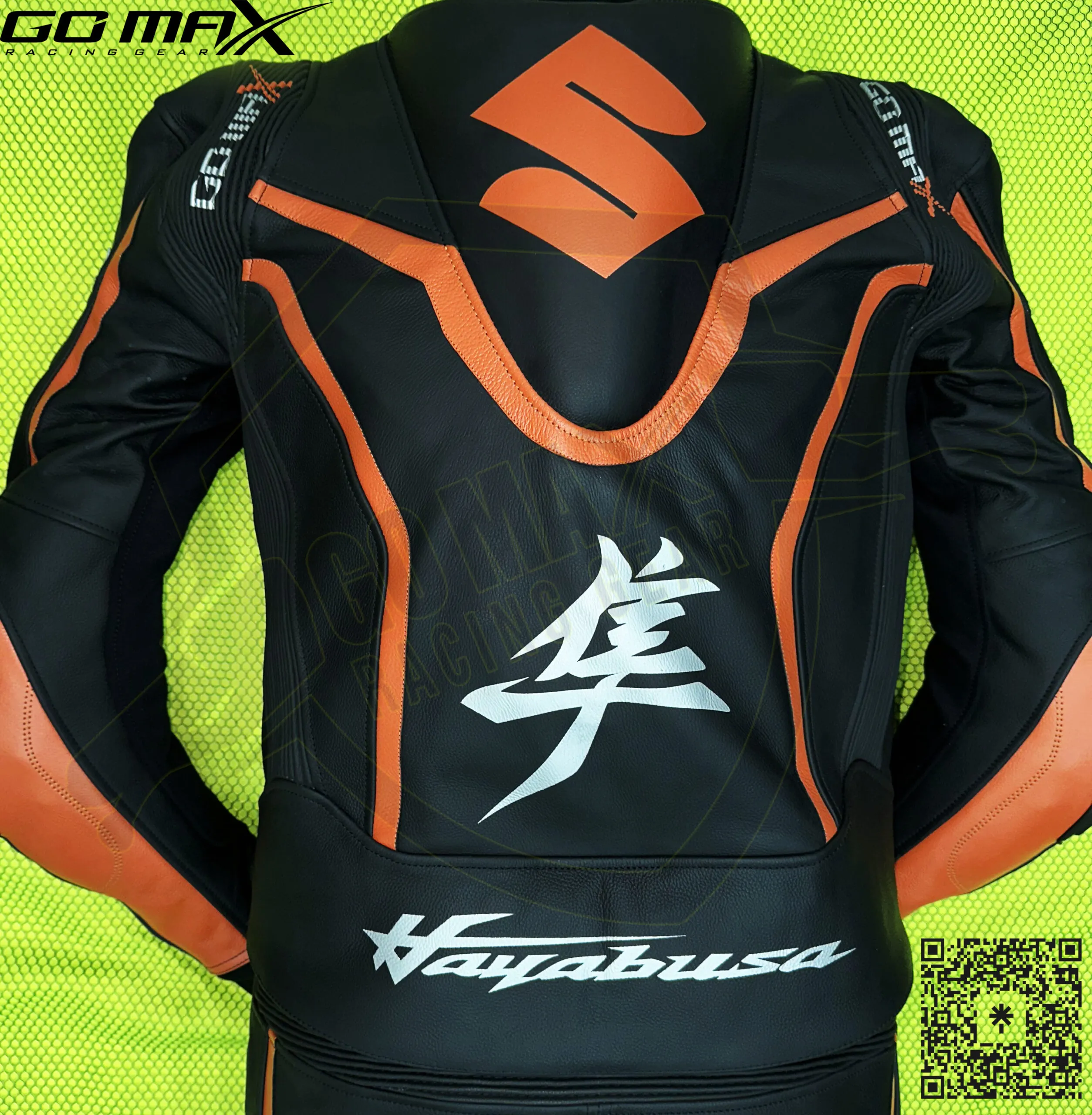 Hayabusa 3rd Gen 2-Piece Suit back detail with Hayabusa graphics