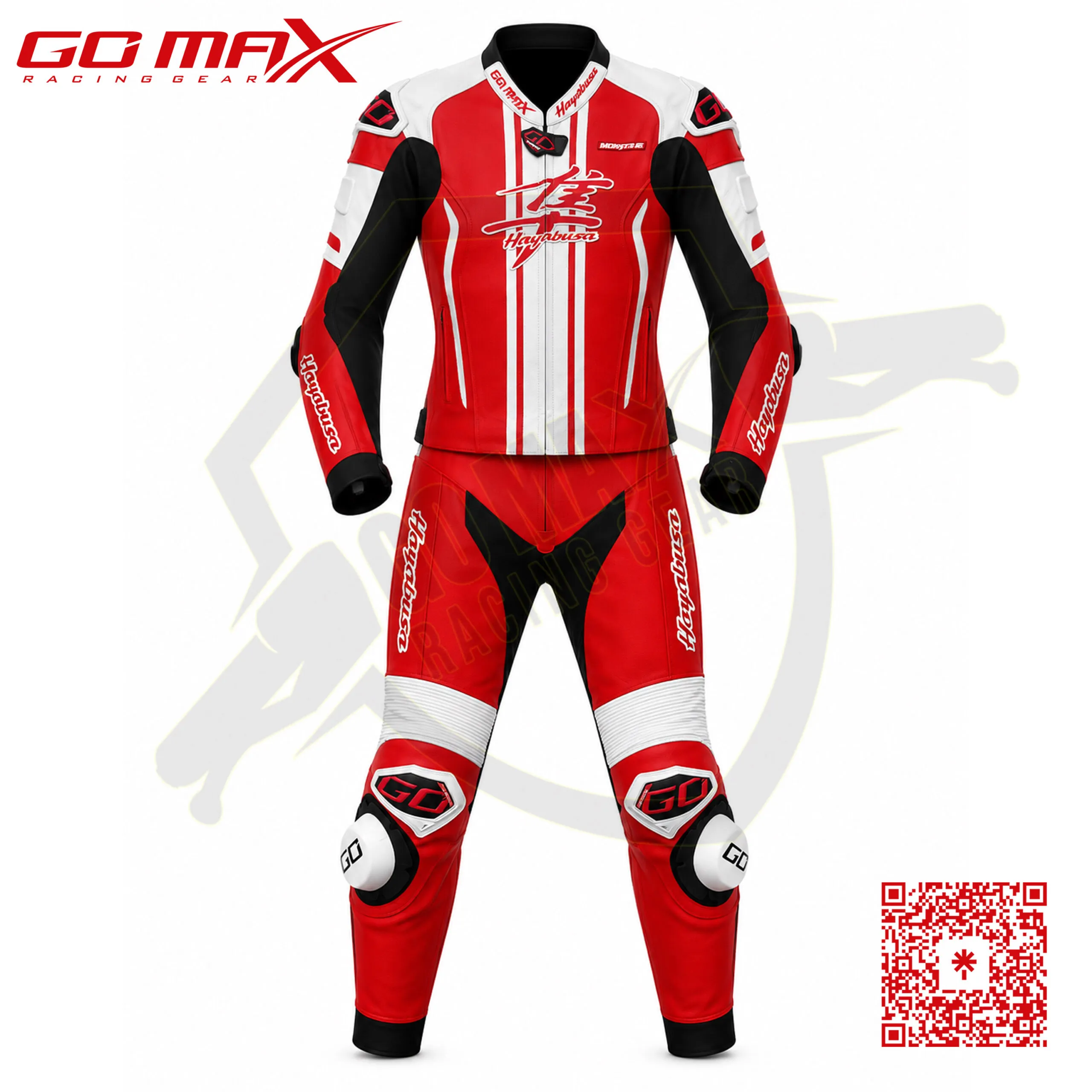 Hayabusa Red and White 2 Piece Suit front view
