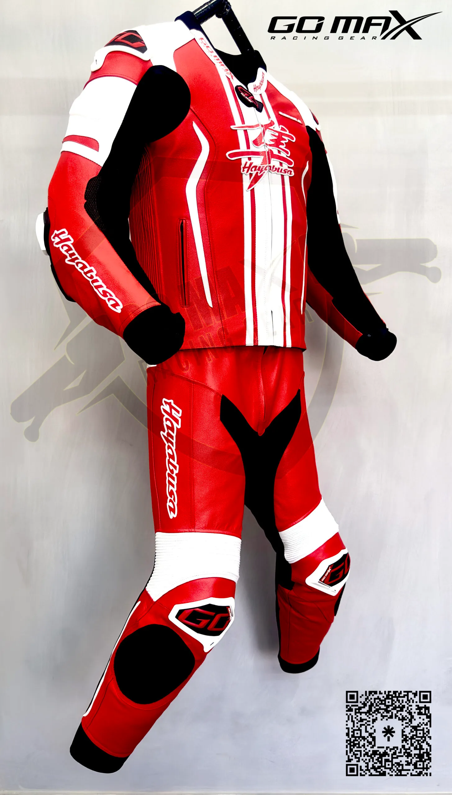 Hayabusa Red and White 2 Piece Suit side view