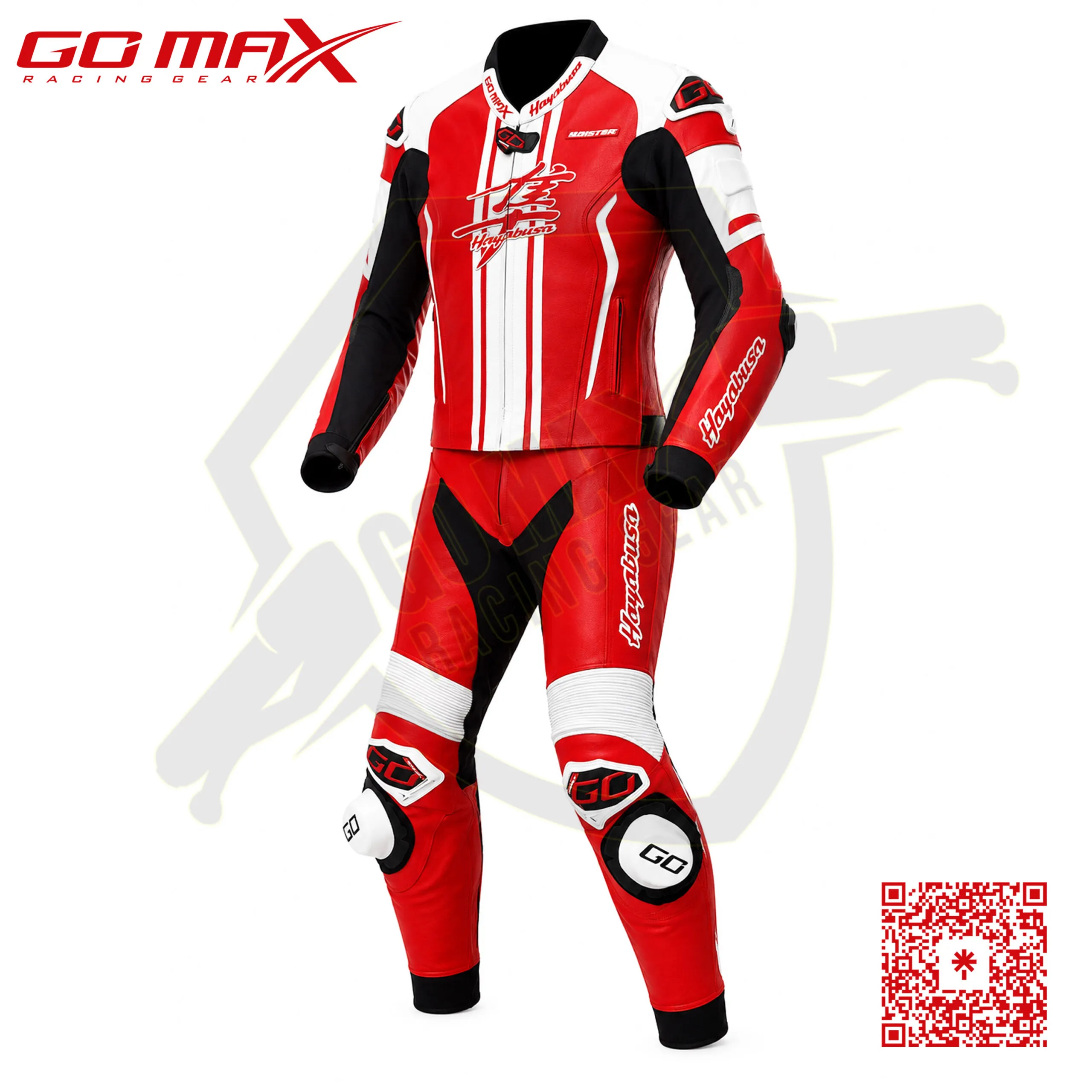 Hayabusa Red and White 2 Piece Suit front detail