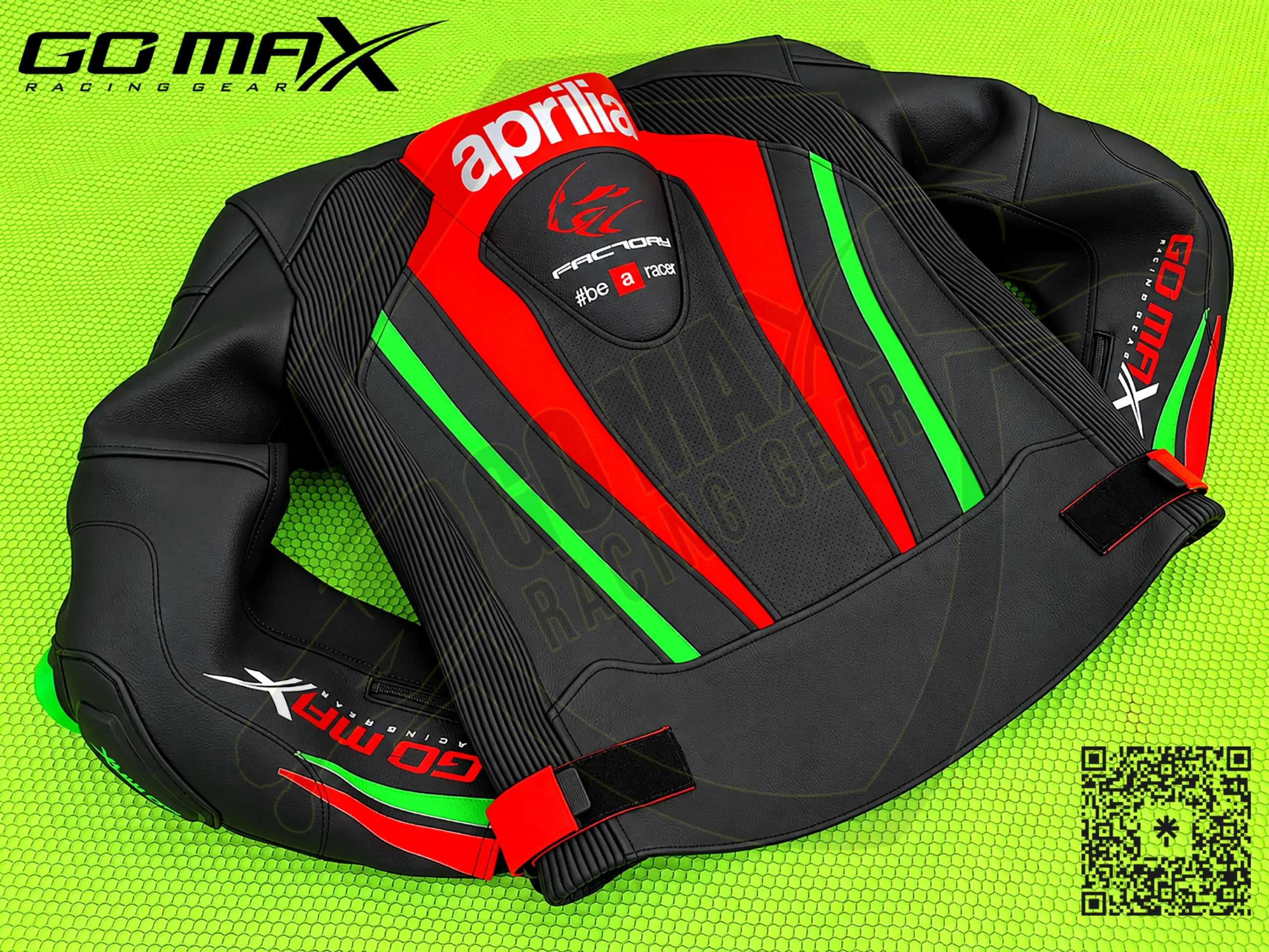 Go Max Aprilia Racing Custom Motorcycle Leather Racing Jacket Motorbike Riding Jacket - Image 10